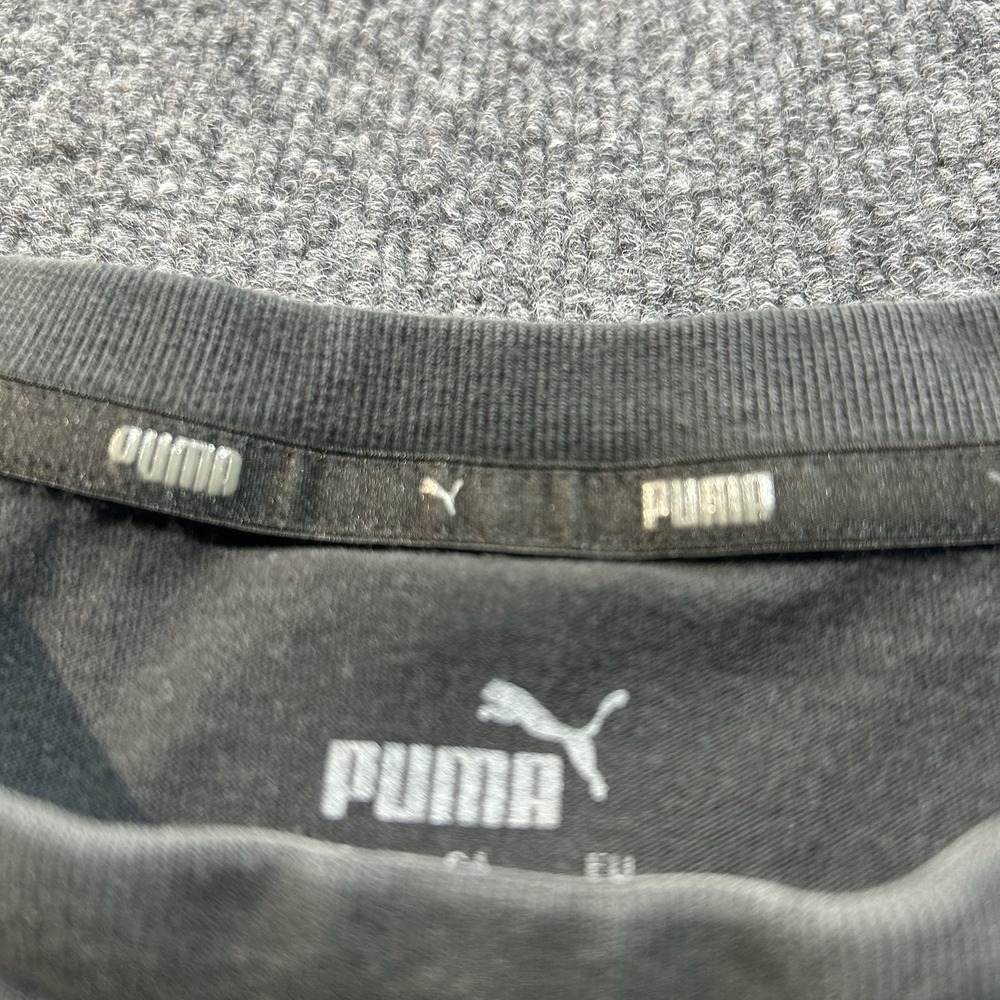 Puma Mens T-Shirt Black White Gray Block Logo L - Picture 6 of 9